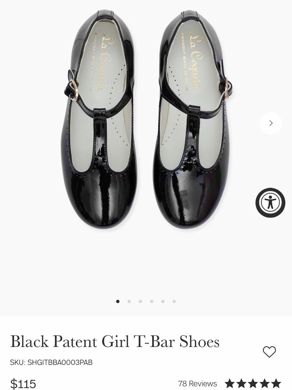 La Coqueta Girls' Black Patent T-Strap Dress Shoes - Picture 4 of 4